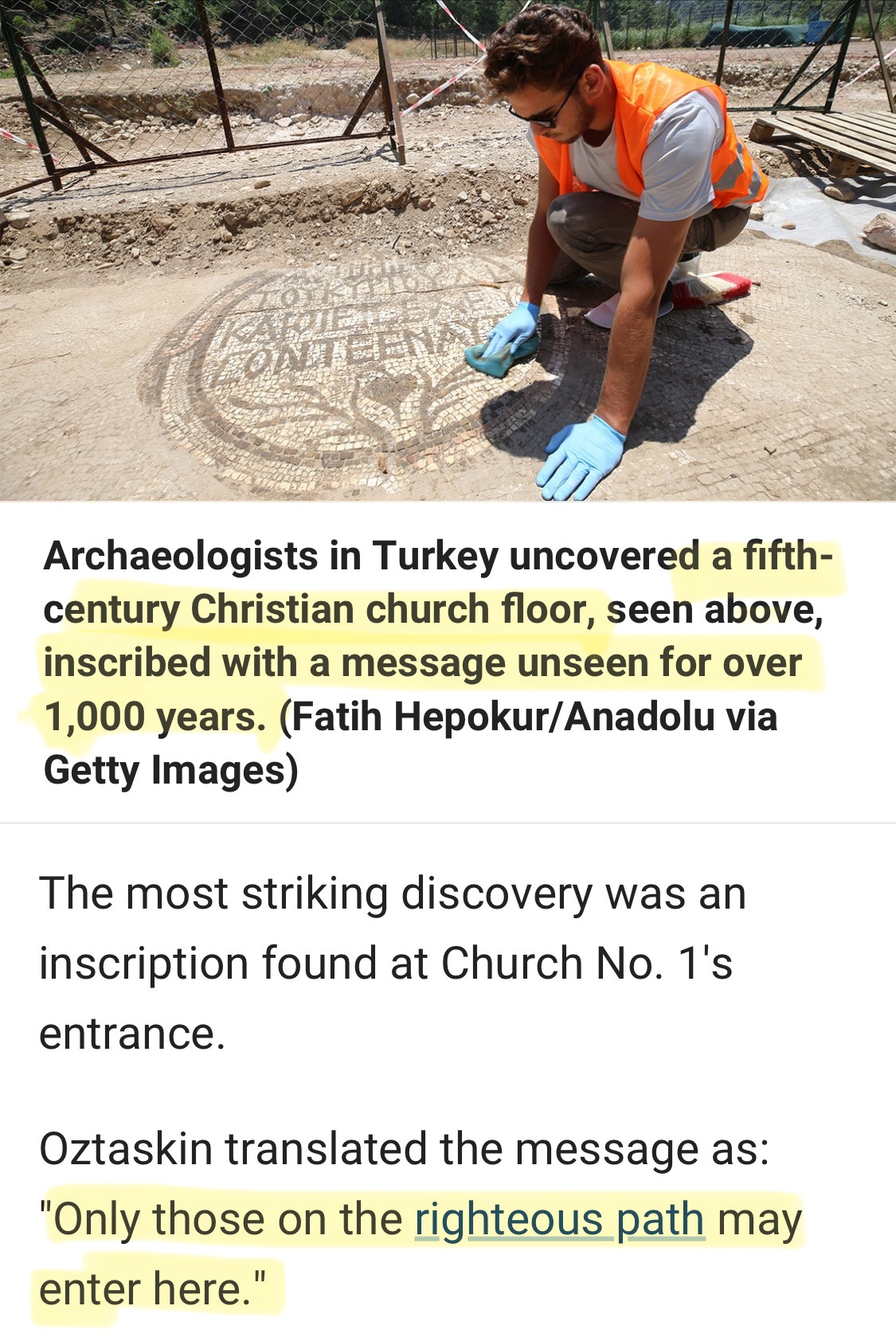 5th Century Church floor discovery